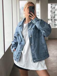 DAZY Chaqueta vaquera de estilo casual y urbano para mujer, ropa de otoño