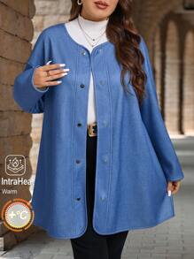 EMERY ROSE Abrigo azul esponjoso de talla grande, ropa de invierno para mujer