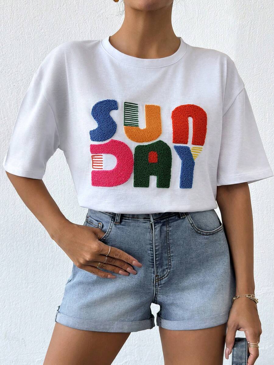 EURMUSE 刺绣细节白色 T 恤 - 白色 - 查看 1