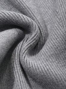 FRIFUL 女式露肩纯色网眼撞色毛衣，秋季 - 灰色 - 查看 4