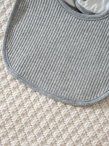 Cozy Pixies 6pcs/Set Newborn Baby Girl/Boy Solid Color Ribbed Soft Round Neck Short Sleeve Romper With Bib, Suitable For Baby Shower, Party, Gift, Newborn - Pink - View 24