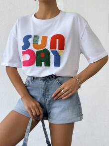 EURMUSE 刺绣细节白色 T 恤 - 白色 - 查看 3