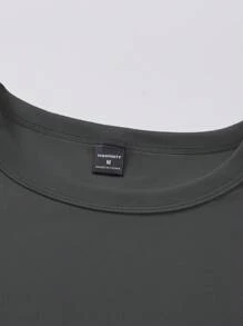 Manfinity Homme 图案印花休闲男式圆领短袖 T 恤 - 深灰色 - 查看 6