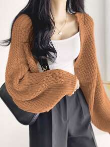 DAZY 1 chiếc áo len cardigan dài tay màu trơn thường ngày cho nữ, mùa thu/đông - Màu Cam san hô - Xem 2