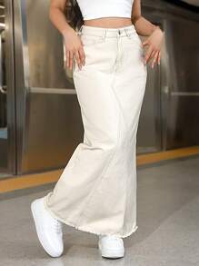 Jeanoix Women's Basic Button Front Denim Mini Skirt, Casual Everyday - Apricot - View 4