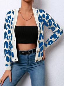 EURMUSE Leopard Pattern Button-Front Cardigan For Spring & Autumn - Multicolor - View 3