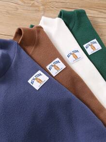 SHEIN 4 件装男宝宝秋冬可爱卡通图案微高领保暖衬里长袖百搭 T 恤多件装 - 彩色 - 查看 4