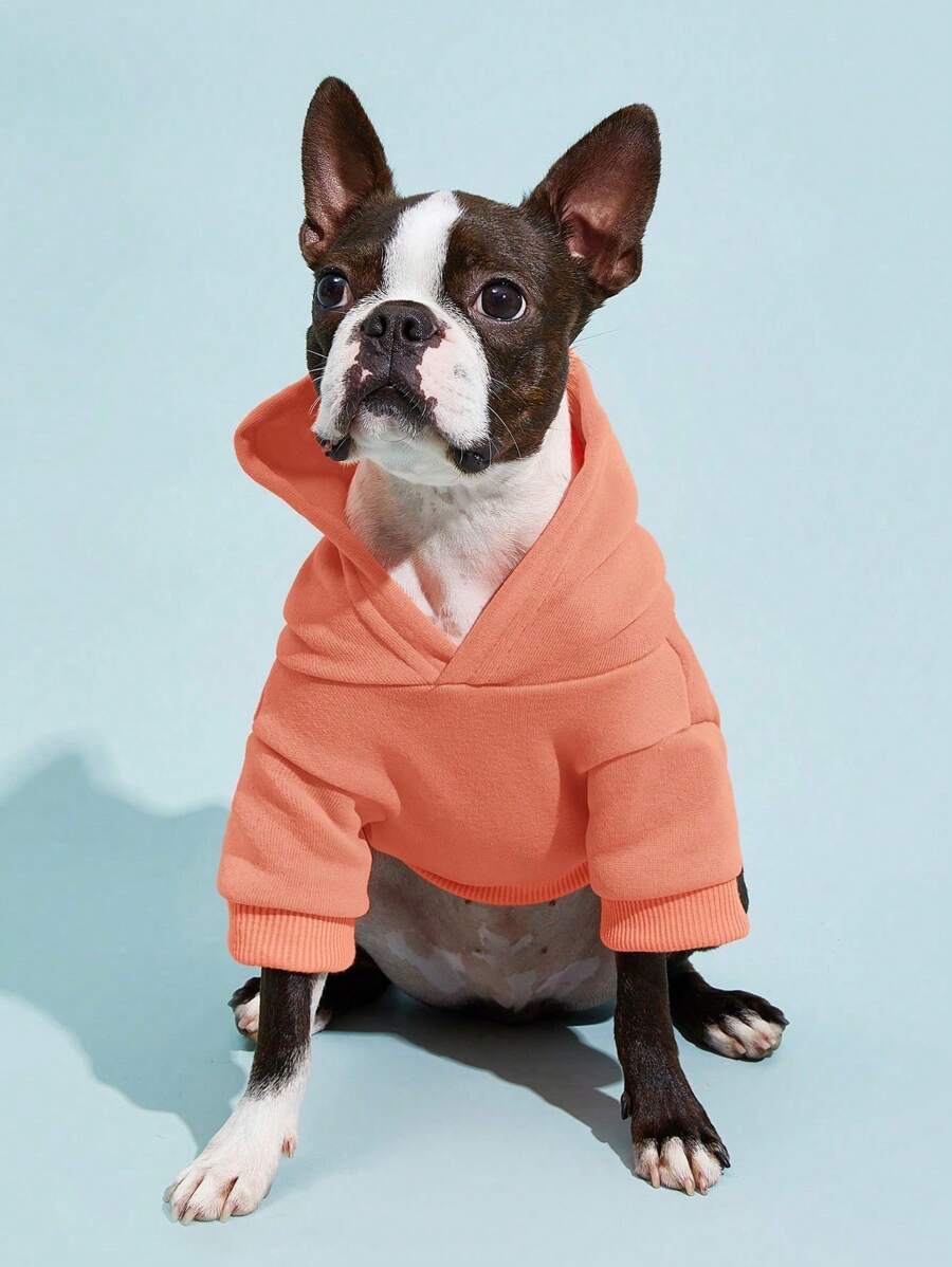 PETSIN 1pc Coral Fleece Warm Pet Sweatshirt For Cats And Dogs - Coral Orange - View 1