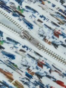 SHEIN LUNE Plus Size Women Digital Sequin Decorated Autumn Woven Jacket - Multicolor - View 5