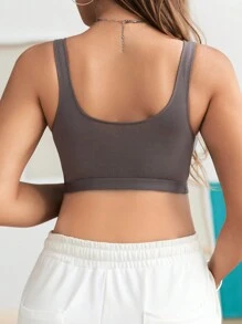 女士纯色休闲孕妇上衣/哺乳胸罩 - 深灰色 - 查看 2