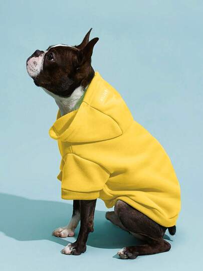 PETSIN 1pc Pet Thermal Lined Warm Hoodie For Cats & Dogs, Yellow