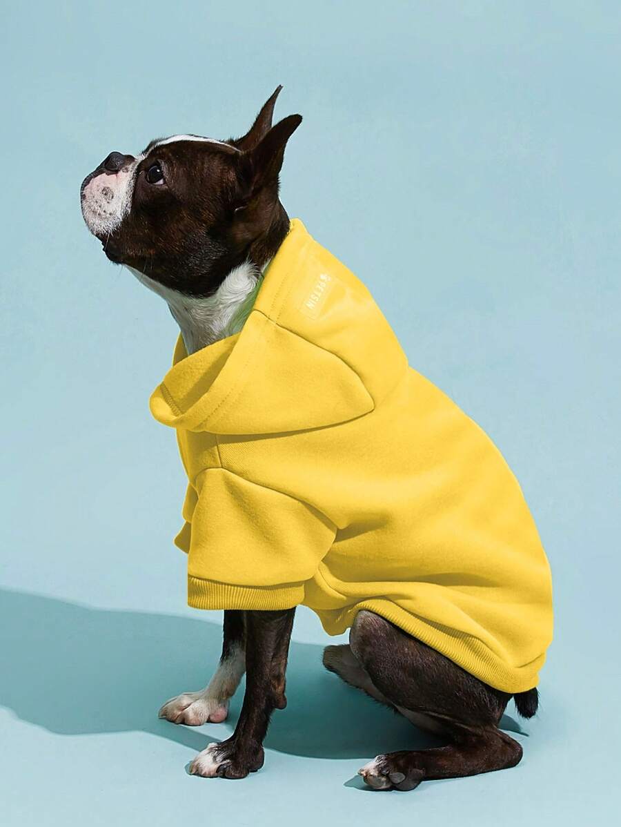 PETSIN 1pc Pet Thermal Lined Warm Hoodie For Cats & Dogs, Yellow