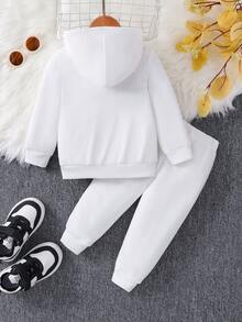 Bộ đồ 2 món in chữ dễ thương, giản dị, phong cách đa năng, dễ thương cho bé trai vào mùa thu - trắng - Xem 2