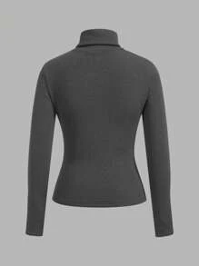 SHEIN EZwear 3 件套女士针织高领长袖保暖 T 恤套装 - 彩色 - 查看 4