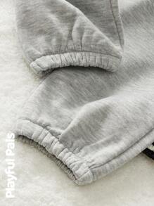 SHEIN 2 pezzi di pantaloni della tuta a righe e con grafica di panda, adatti per ragazzi e ragazze, carini/retrò/casual/per interno ed esterno, adatti per primavera/autunno/inverno