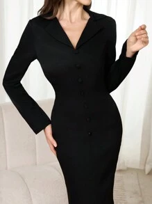 Modelyn Robe longue de soirée élégante pour femmes avec panneau en dentelle, col mandarin et manches longues, style sirène