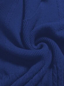 SHEIN Clasi Plus Size Solid Color V-Neck Long Sleeve Simple Short Casual Sweater Dress - Royal Blue - View 4