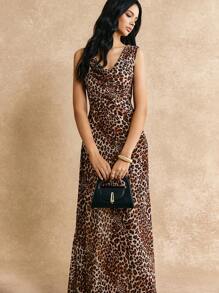 Poéselle Women's Leopard Print Sleeveless Dress,,2024 AW, Winter Clothes,Leopard Costume,Sexy Women Outfits,Elegant Women Dresses,Masquerade Ball Dress,Sexy Party Dress