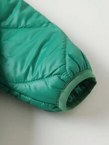 Baby Boys Cute Cartoon Print Lightweight Padded Hooded Quilted Windproof Winter Jacket - Green - Green - View 5