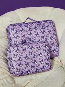 HELLO KITTY AND FRIENDS | SHEIN Full Printed Contrast Mesh Zipper Front Travel Organizer Bag - Purple - View 2
