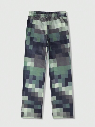 Street Life Pantalones de chándal holgados con estampado de camuflaje de píxeles para hombres