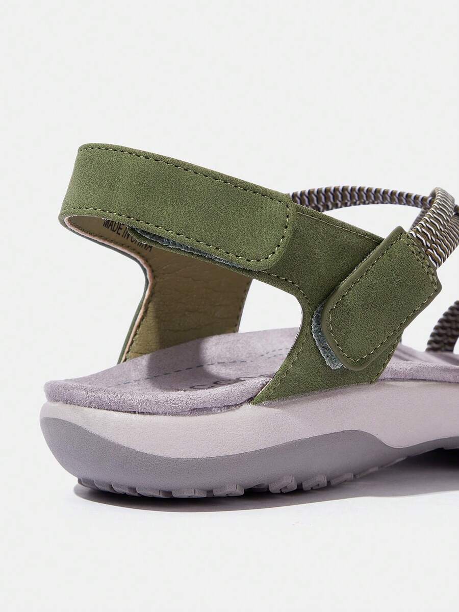 CUCCOO OUTDOORSY Women Elastic Hook And Loop Flat Sandals SHEIN USA