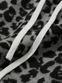 DAZY Pantalones sueltos con cintura con cordón y forro térmico con estampado de leopardo/guepardo, ropa de otoño para mujer