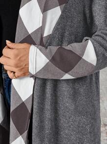 EMERY ROSE Chaqueta casual de manga larga con estampado a cuadros para mujeres de talla grande