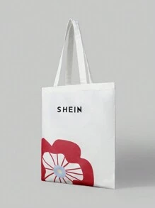SHEIN Ladies Floral Print Casual Shoulder Handbag , Beach Bag - White - View 2