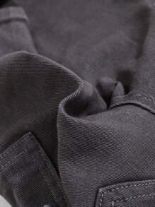 SHEIN Pantalones de carga de mezclilla de alto estiramiento gris oscuro estilo callejero para bebés niños, para usar a diario en otoño/invierno