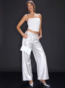 MUSERA Double Zip Bandeau Top Party - White - View 4