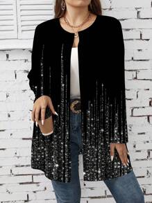 SHEIN LUNE Glitter Ombre Design Casual Regular Damesjas, Geschikt Voor Herfst/Winter