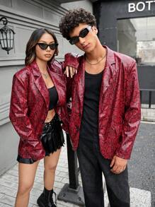 Manfinity VCAY Áo khoác Blazer tay dài dệt rộng rãi, giản dị, trễ vai, thích hợp cho mùa thu/đông - Nhiều màu - Xem 2