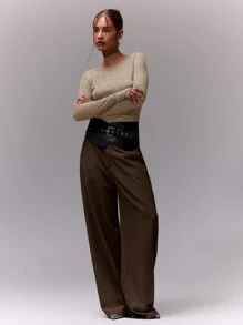 MUSERA Áo dài tay ôm dáng, kiểu dáng thường ngày, thích hợp mặc đi sân bay, du lịch, mùa thu, dự tiệc, xuân, lễ Phục sinh. - Màu be - Xem 4