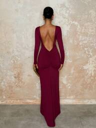 SHEIN BAE Solidna biała dzianinowa sukienka, elegancki minimalistyczny design, bez pleców, dopasowany krój, marszczona, odpowiednia na spotkania, imprezy, romantyczne randki, koktajlowe przyjęcia, suknie dla druhen, wieczorne wyjścia, jesienno-zimowe warstwy