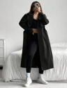 SHEIN EZwear 1 pièce Manteau trench femme à boutons devant avec ceinture, en couleur unie, taille longue, pour l'automne/l'hiver
