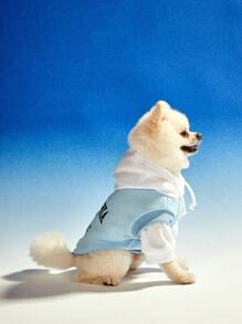 PETSIN 1 chiếc áo hoodie thường ngày in chữ Columbia University tương phản màu xanh và trắng cho chó mèo cưng 2 trong 1 - Nhiều màu - Xem 5