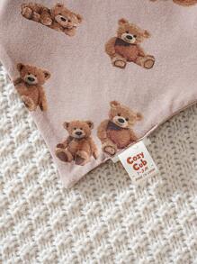 Cozy Pixies Ensemble de 5 pièces pour bébé fille: Bonnet en maille avec oreilles 3D d'ours de bande dessinée doux, bodies, bavoir, convient pour le printemps/automne, intérieur, extérieur, décontracté, fête du premier mois et autres occasions