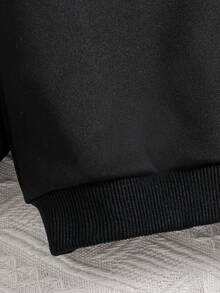 Set de 2 piezas: Blusa de manga larga con estampado de calabaza y pantalones a cuadros, conjunto de moda informal para niñas pequeñas - Negro - Ver 7