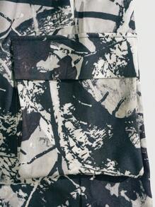 ROMWE MEN Street Life 男士枝形印花松紧腰宽松休闲阔腿工装裤