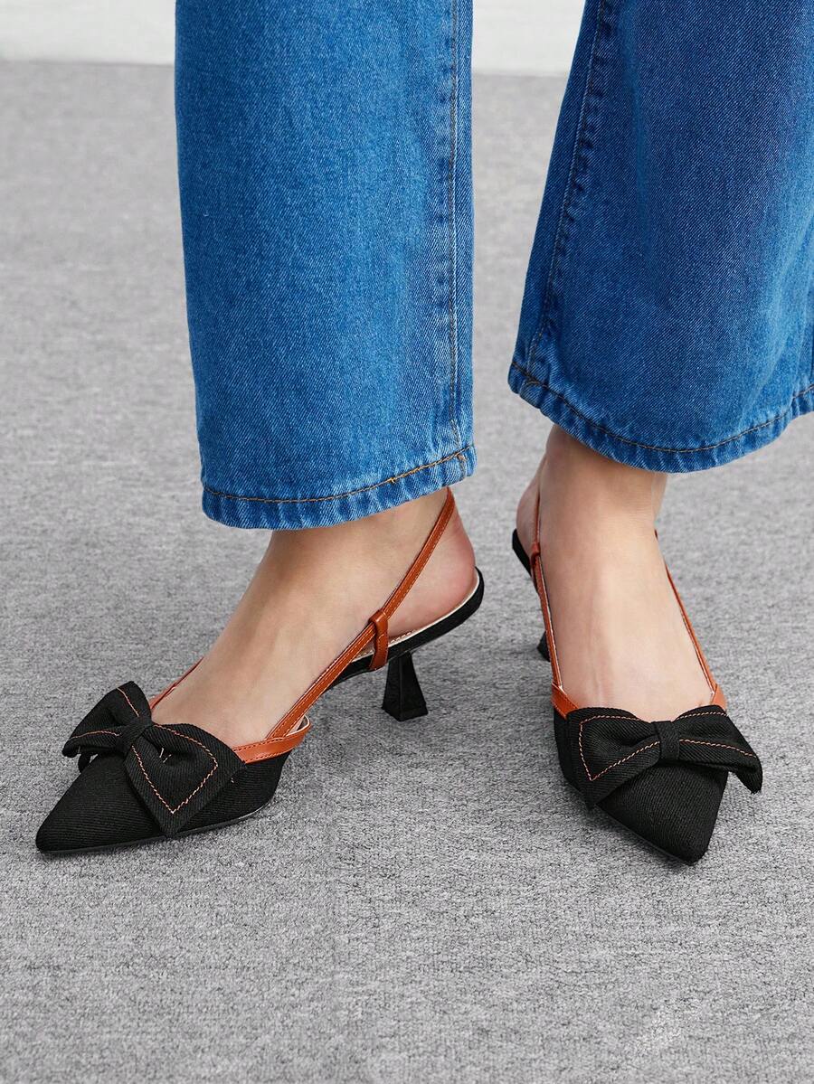 CUCCOO BIZCHIC Women's Pointed Toe Butterfly Decor Fashion High Heel Sandals Fall - Black - View 1