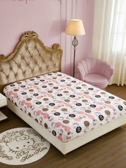HELLO KITTY AND FRIENDS | SHEIN All-Over Cute Cartoon Print Fitted Sheet