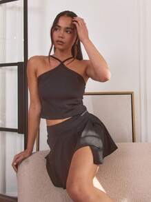 Musera Sport Áo thể thao nữ halter, Padel, quần vợt, bóng chày, phòng tập thể dục thể hình - màu đen - Xem 4