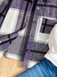 SHEIN Leap Crew 3 件套女婴格子衬衫、针织内衣和长裤套装，适合秋冬季的可爱套装 - 彩色 - 查看 13