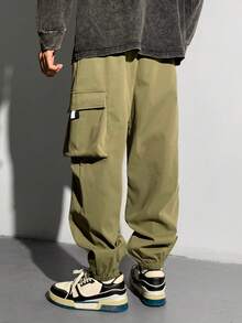 SHEIN 3 件套青少年男童休闲工装裤，带口袋，包括黑色、卡其色和军绿色，适合秋季、冬季、保暖、大学、家居、日常穿着、运动、生日派对、郊游、基本款和百搭款、简约而毛绒 - 彩色 - 查看 10