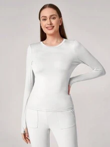 TaskEZ V-Neck Long Sleeve Knitted High Elastic Women's Uniform Scrub Top, Two Colors, Health Check Surgical Uniforms Top Women's Solid Colors Pet Grooming Work Uniforms Top Nutritionist Work Short Sleeve Lab Work Women's Scrub Tops, Multi-Pocket Functional Work Top - Multicolor - View 5