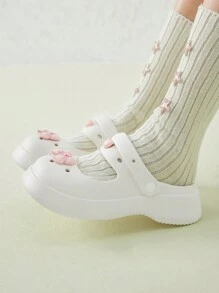 Cuccoo Giày sandal hở mũi hình bướm Mary Jane dễ thương cho nữ ngày lễ năm mới ngày lễ tình nhân - trắng - Xem 4