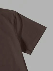Manfinity LEGND Camiseta de cuello redondo de manga corta con estampado de escultura y lema casual diaria para hombres, verano - Café integral - Ver 3