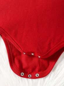 Baby Boy Christmas Red Santa Claus Graphic Bodysuit - Burgundy - View 5