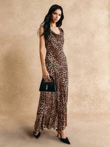 Poéselle Women's Leopard Print Sleeveless Dress,,2024 AW, Winter Clothes,Leopard Costume,Sexy Women Outfits,Elegant Women Dresses,Masquerade Ball Dress,Sexy Party Dress